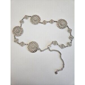 Medallion Chain Belt Western Silver Adkustable Floral Flower Y2K Retro Cowgirl